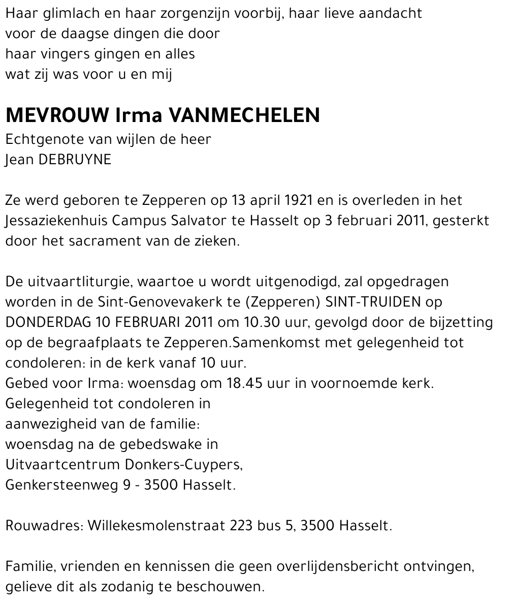 Irma VANMECHELEN