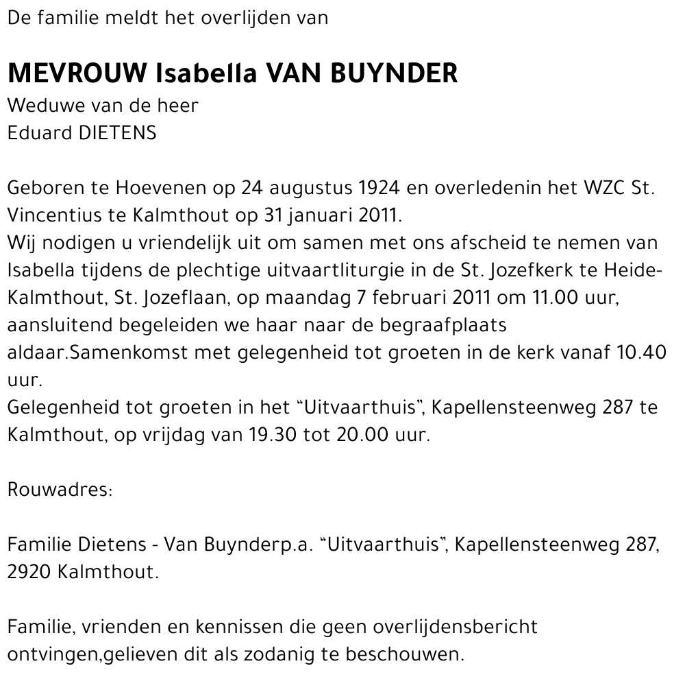 Isabella VAN BUYNDER