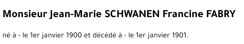 Jean-Marie Francine SCHWANEN FABRY