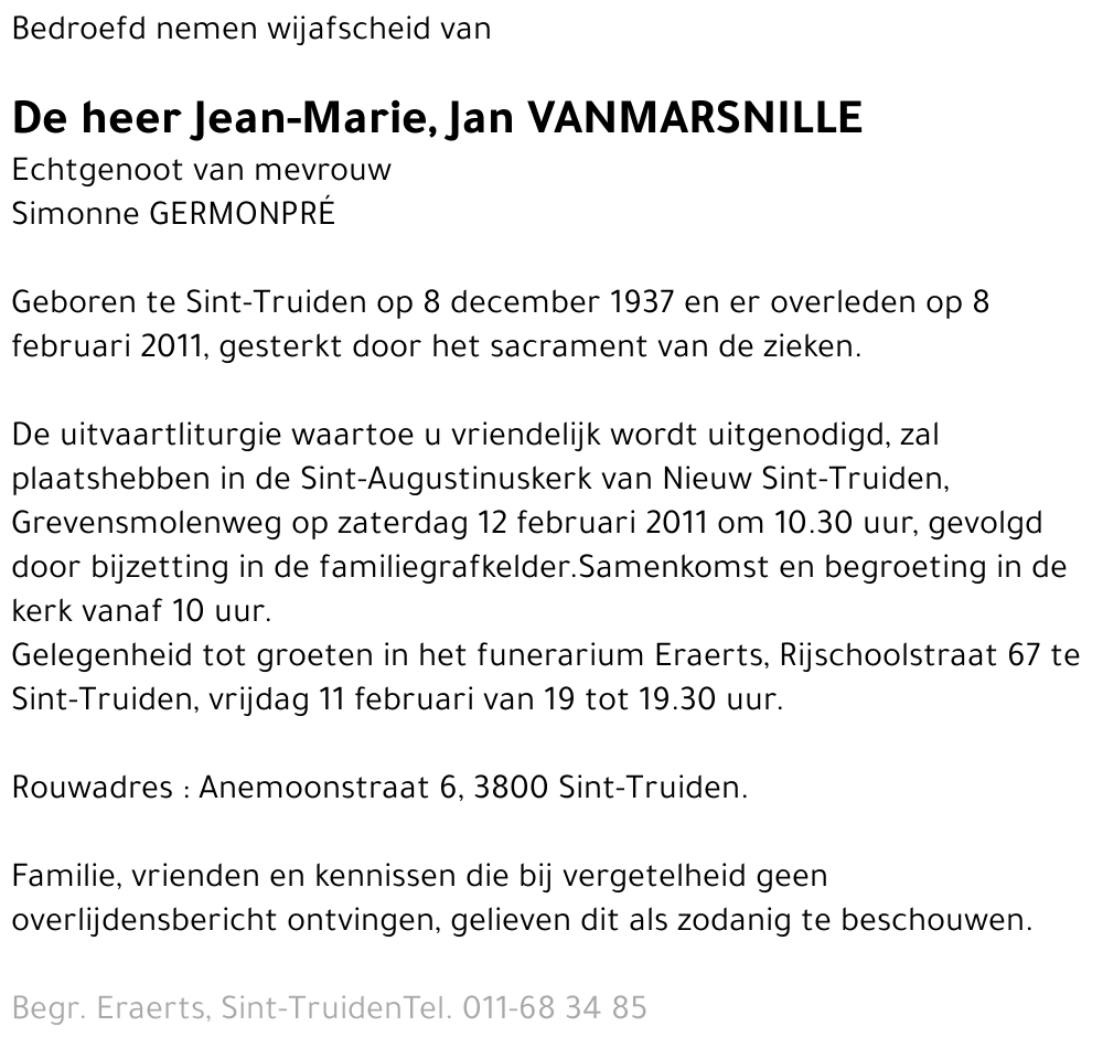 Jean-Marie, Jan Vanmarsnille