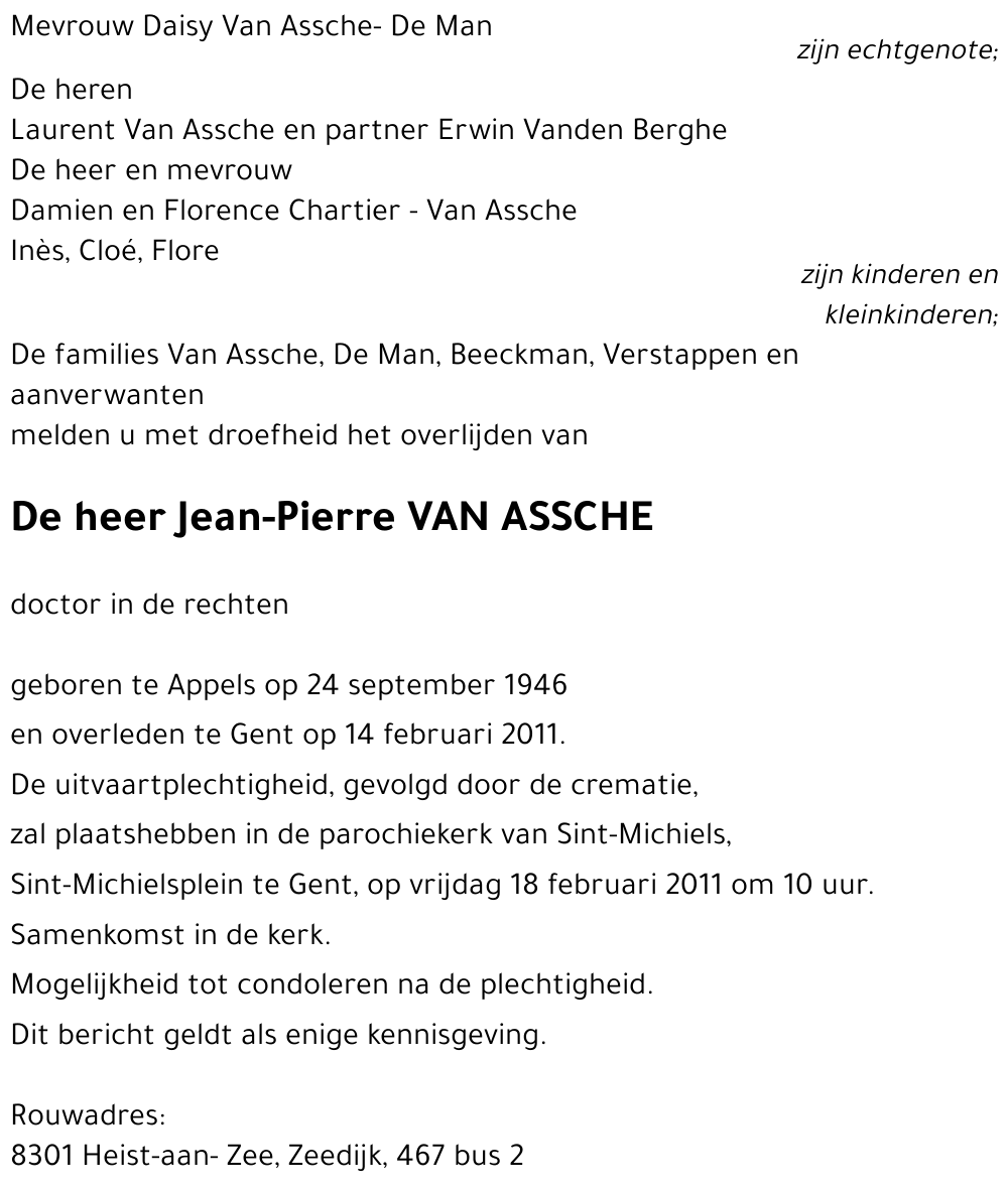 Jean-Pierre VAN ASSCHE