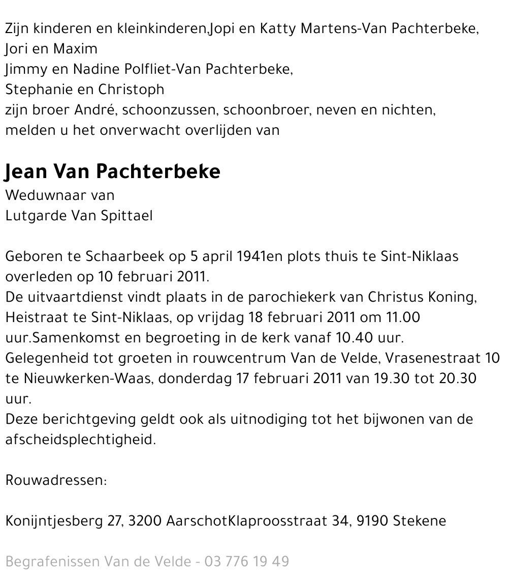 Jean Van Pachterbeke