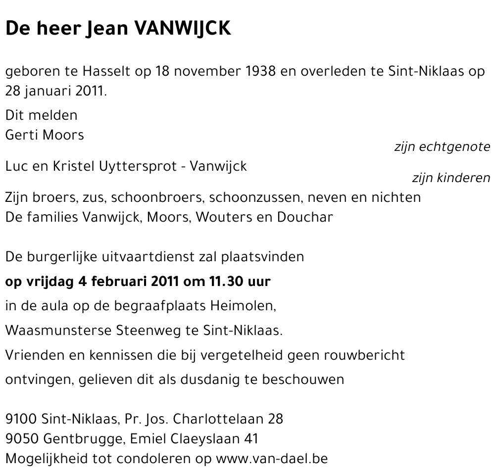 Jean VANWIJCK