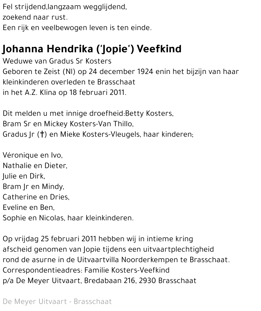 Johanna Hendrika Veefkind