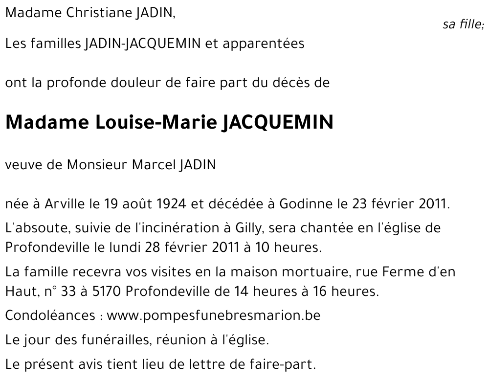 Louise-Marie JACQUEMIN
