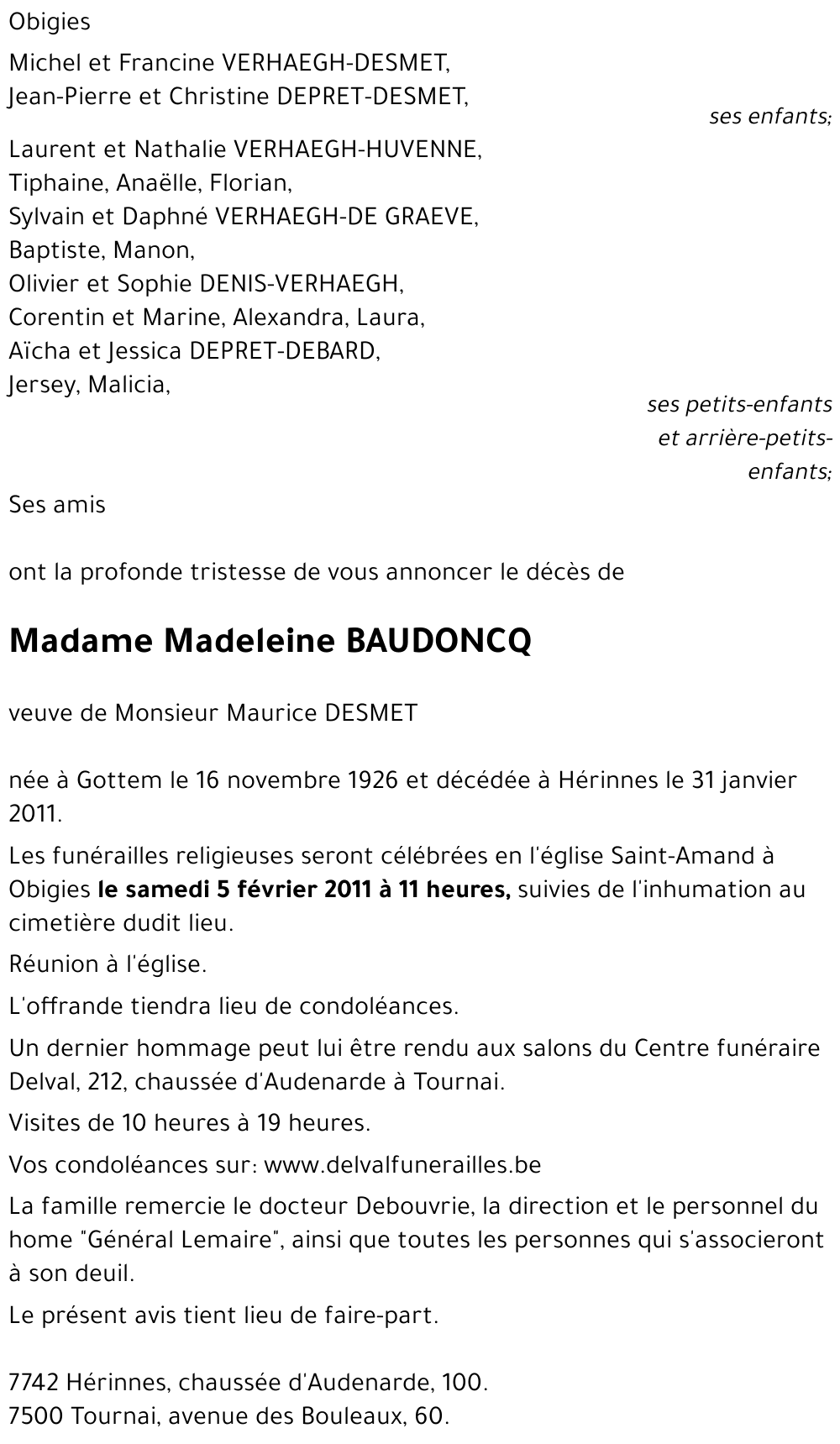 Madeleine BAUDONCQ