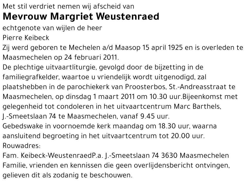 Margriet Weustenraed