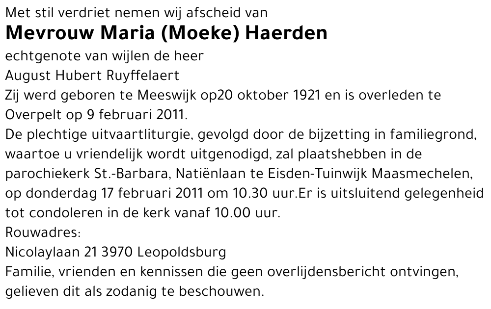 Maria (Moeke) Haerden