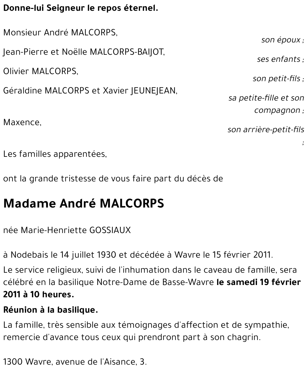 Marie-Henriette GOSSIAUX