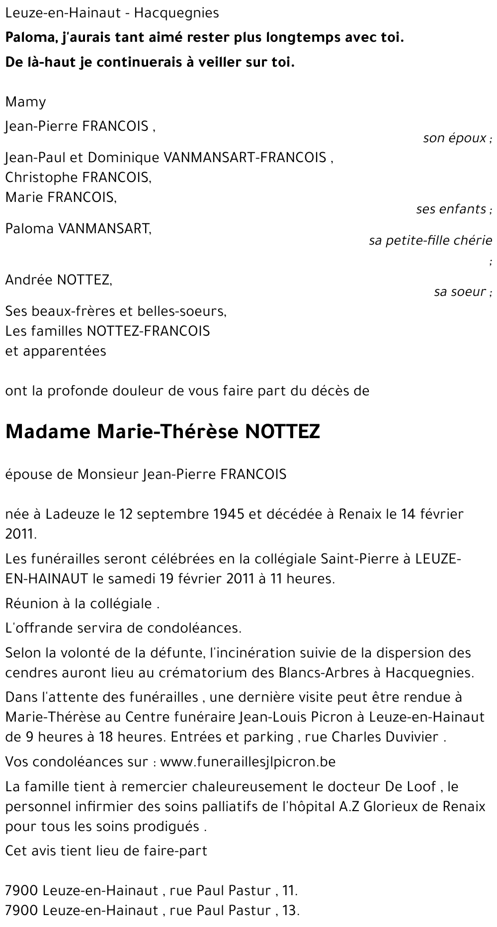 Marie-Thérèse NOTTEZ