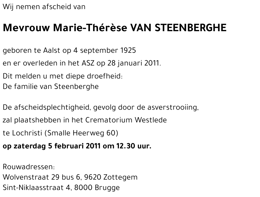 Marie-Thérèse VAN STEENBERGHE