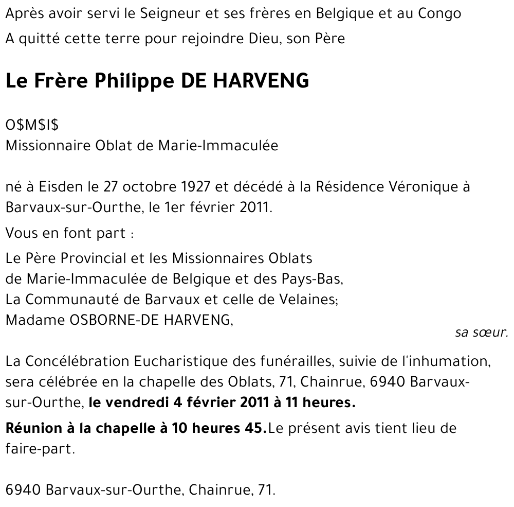 Philippe DE HARVENG