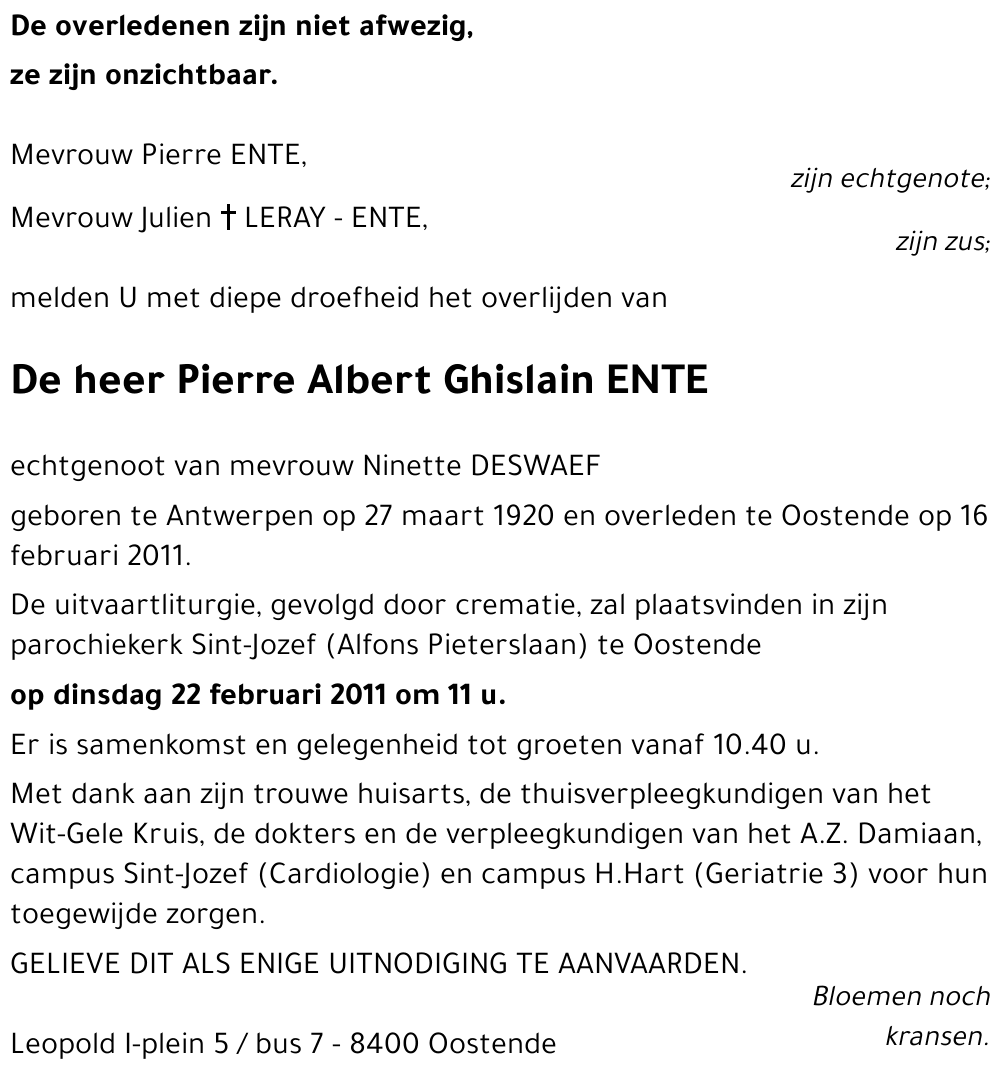 Pierre Albert Ghislain ENTE