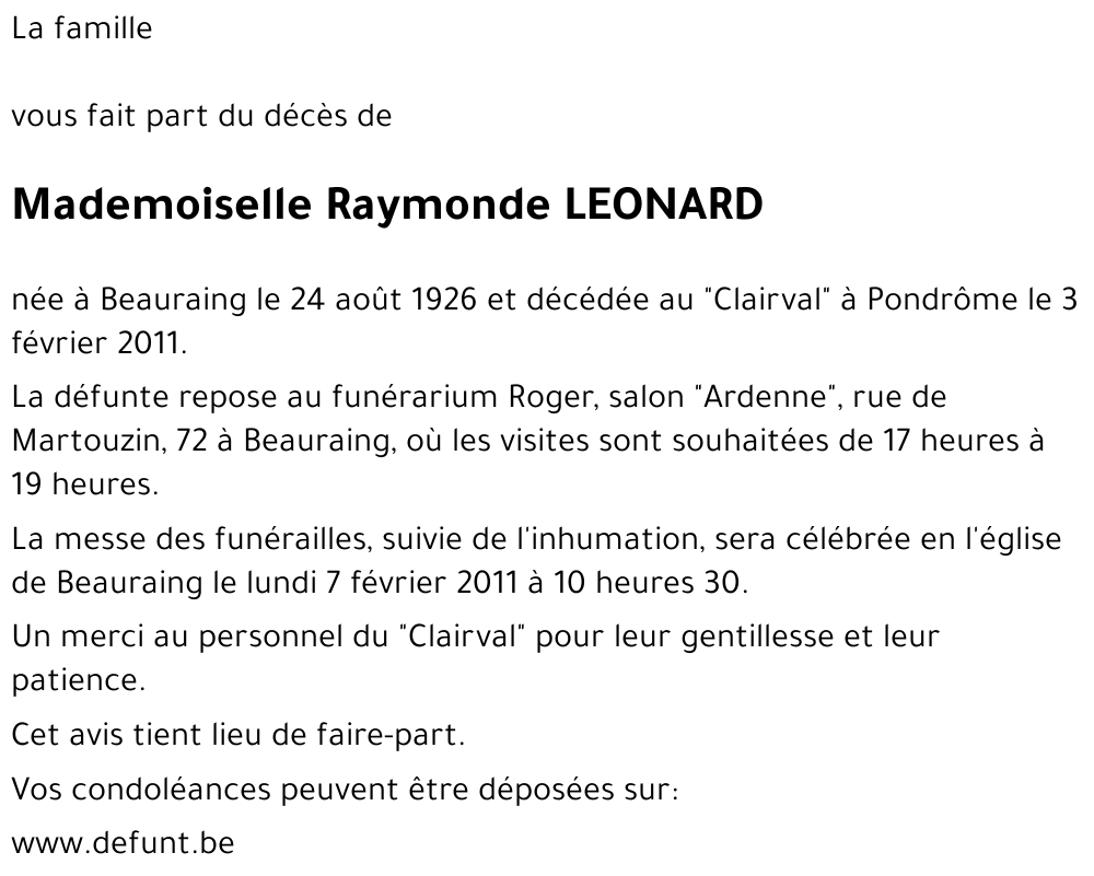 Raymonde LEONARD