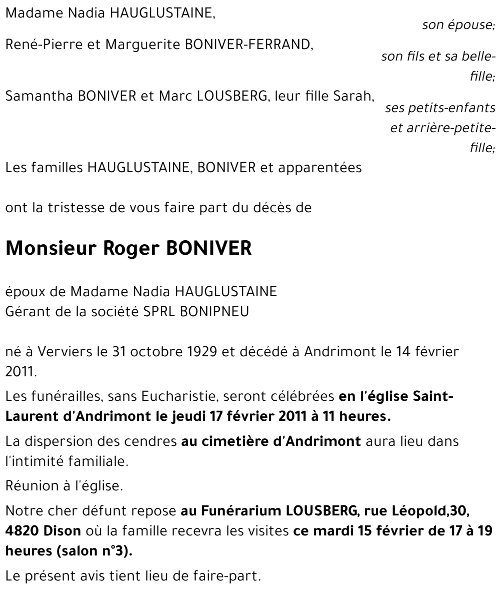 Roger BONNIVER