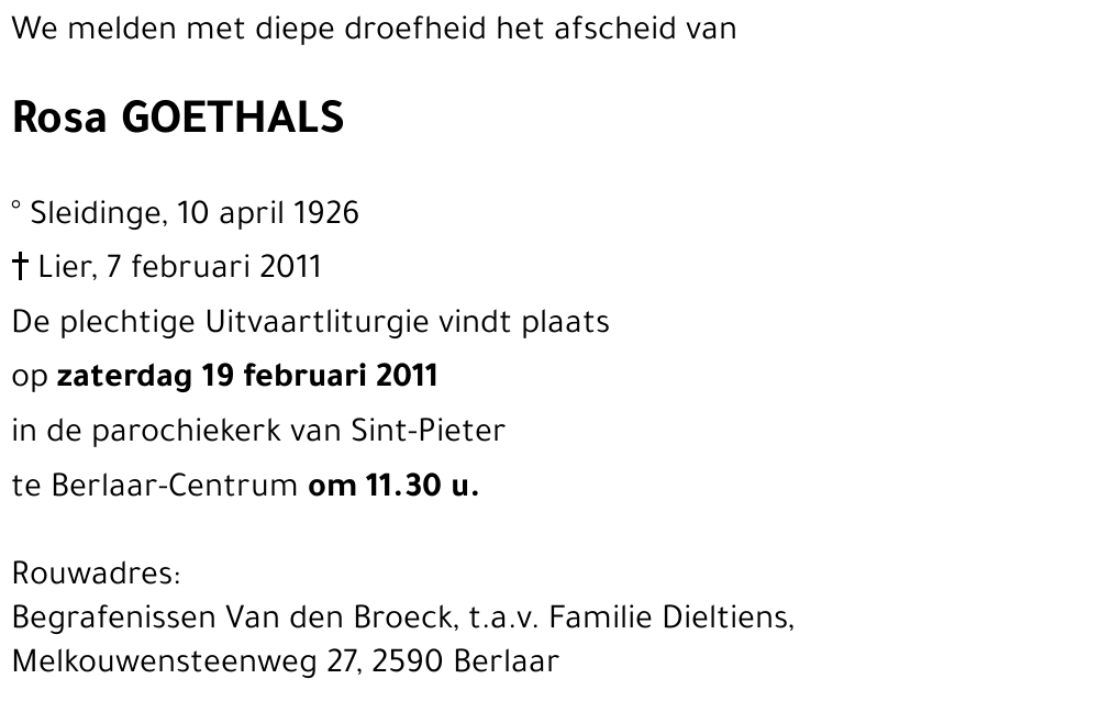 Rosa GOETHALS
