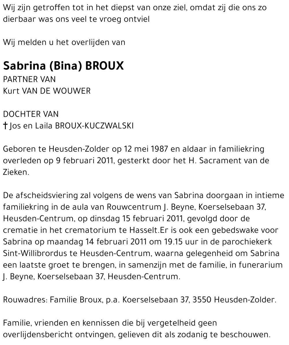 Sabrina (Bina) Broux