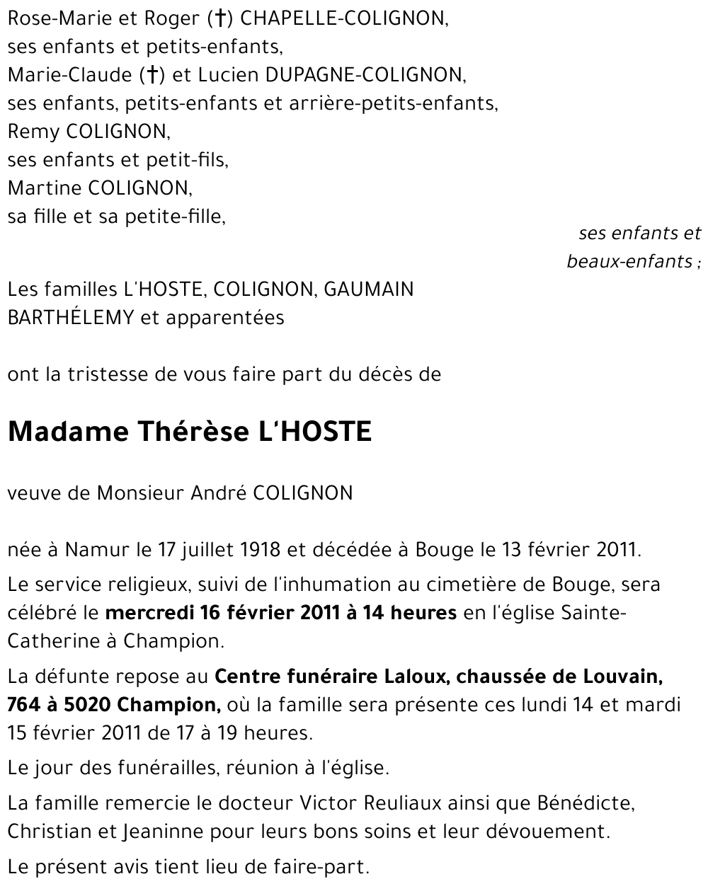 Thérèse L'HOSTE
