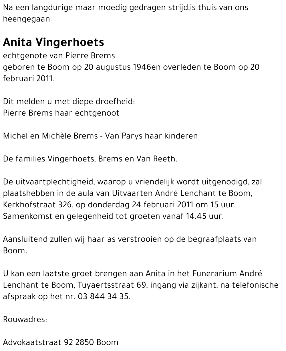 Vingerhoetsbo Anita