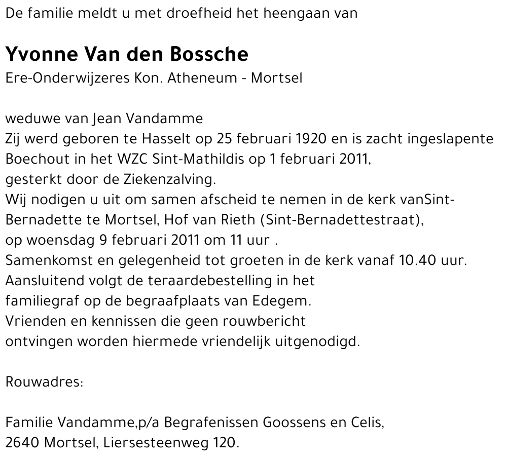 Yvonne Van den Bossche