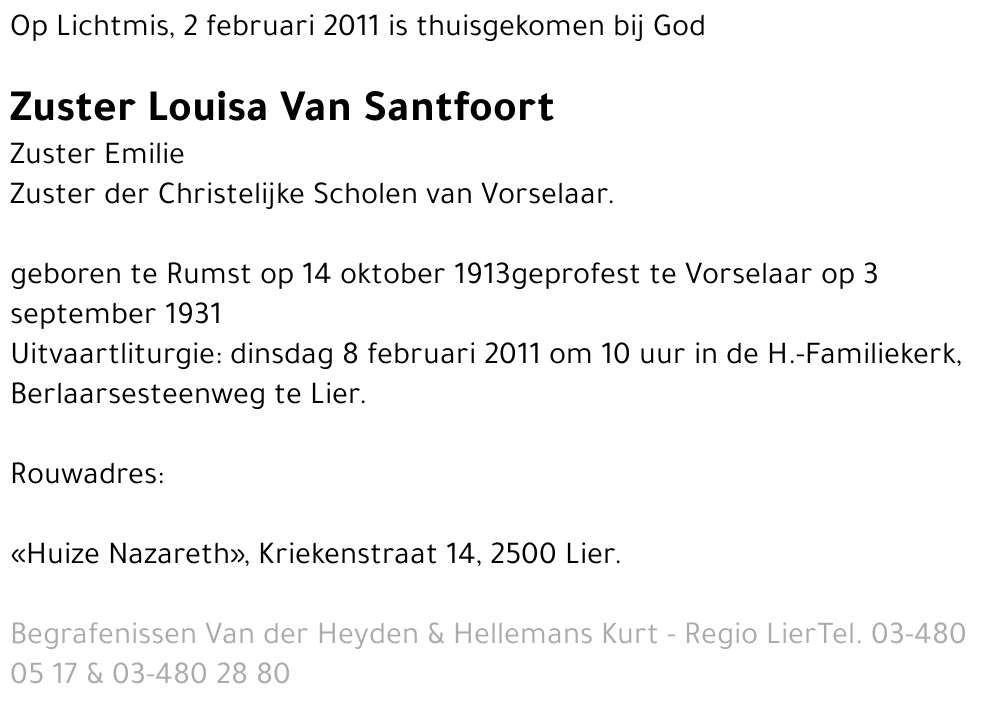 Zuster Louisa Van Santfoort