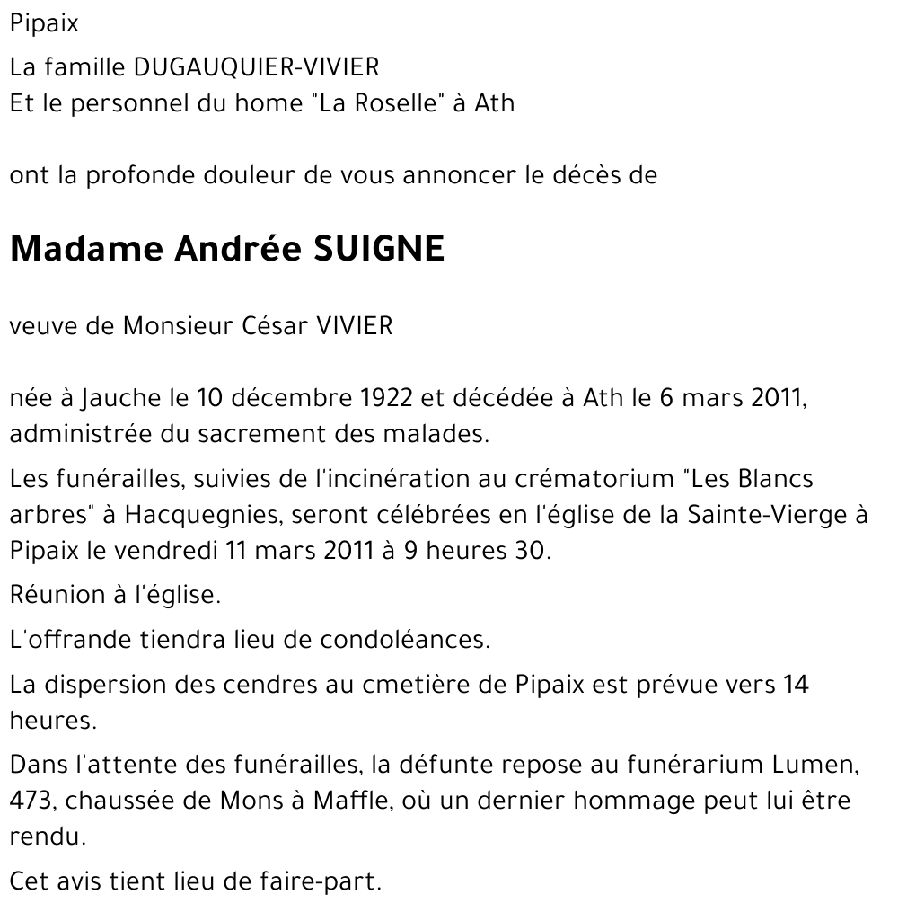 Andrée SUIGNE