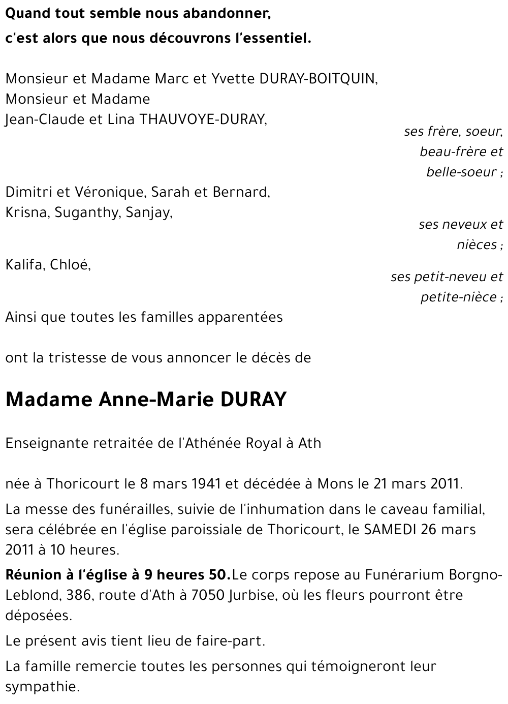 Anne-Marie DURAY