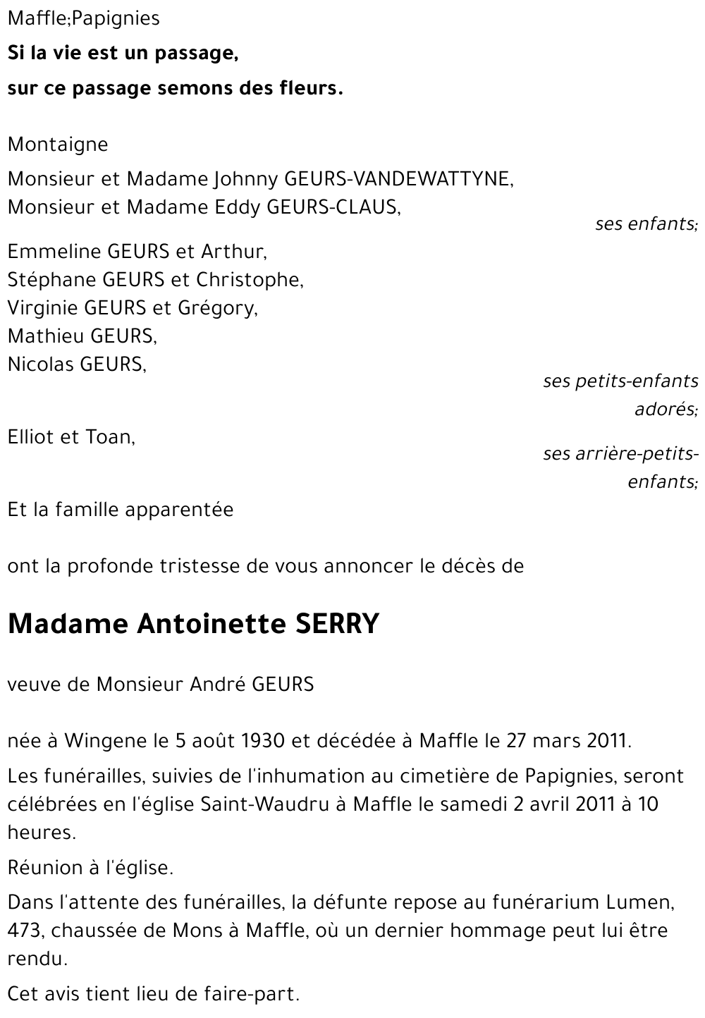 Antoinette SERRY