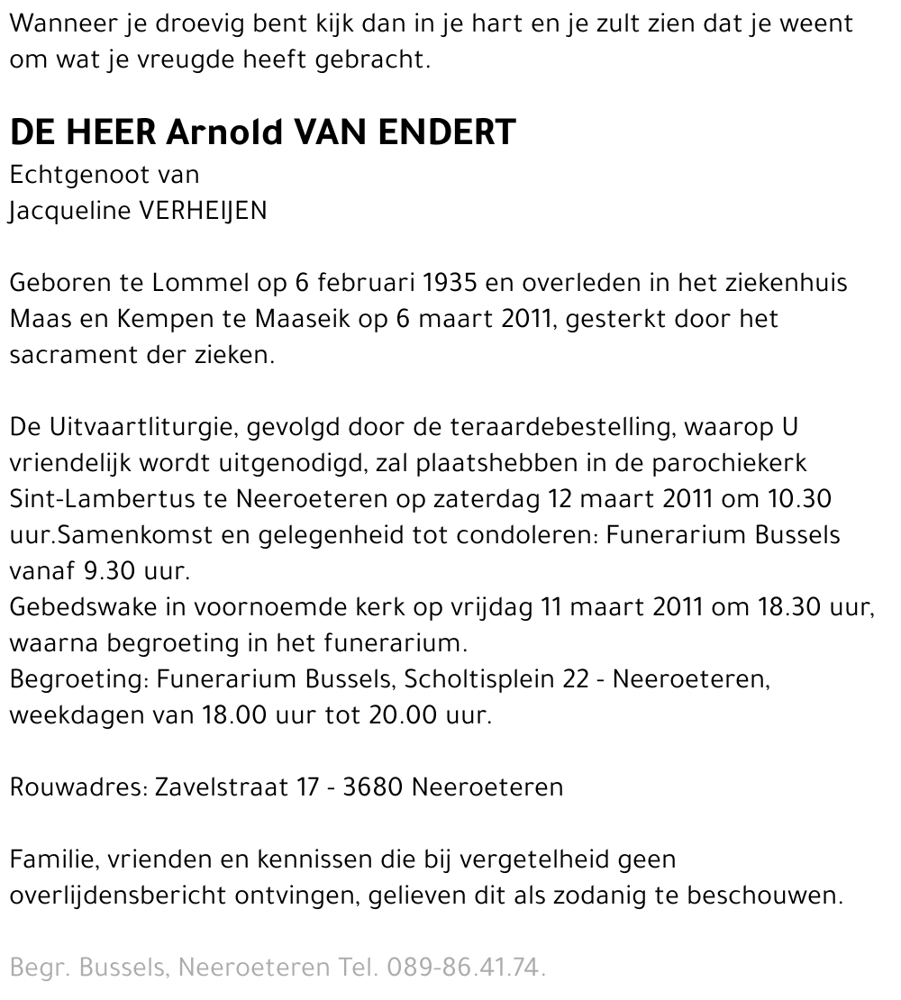 Arnold VAN ENDERT