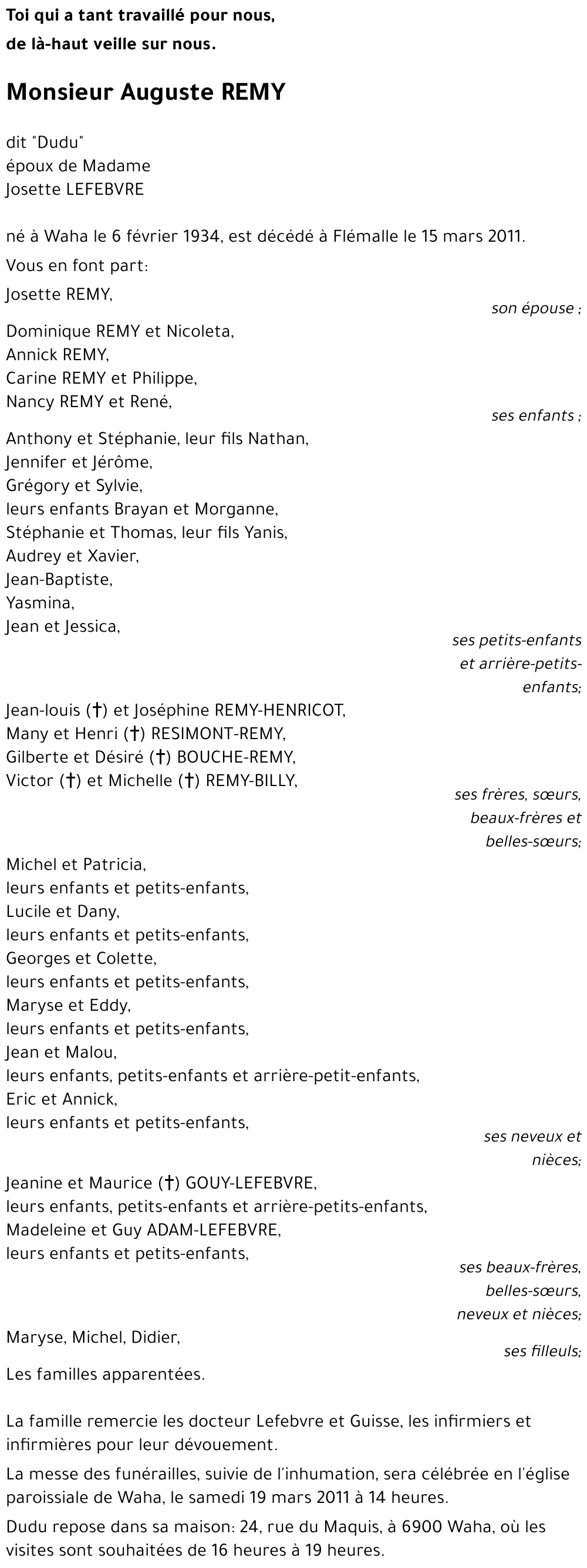 Auguste (dit Dudu) REMY