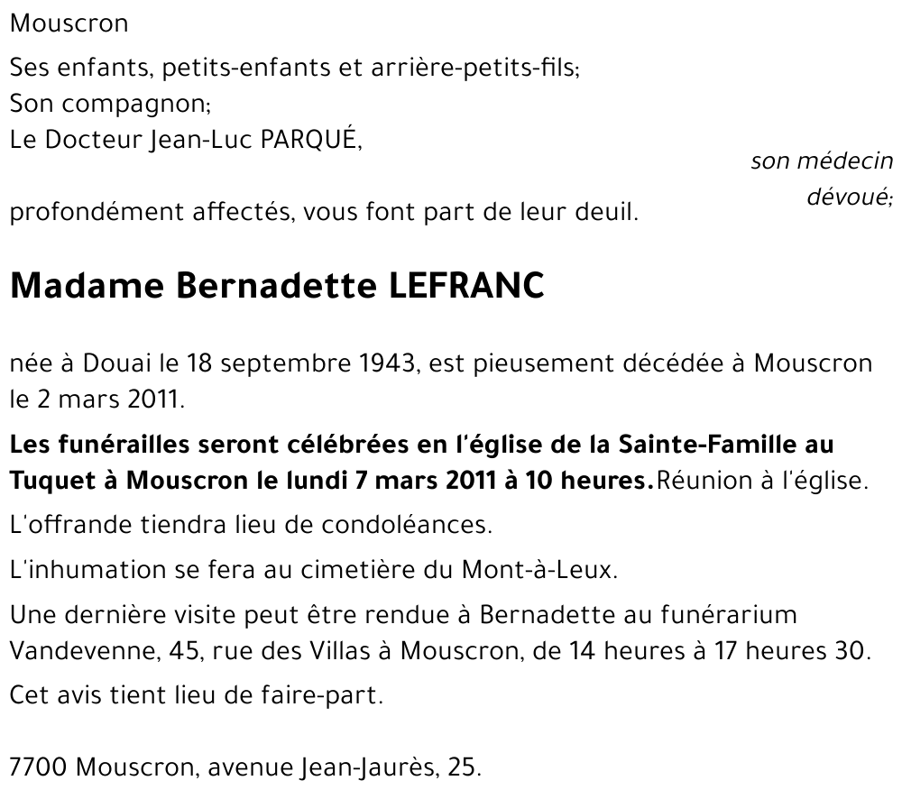 Bernadette LEFRANC