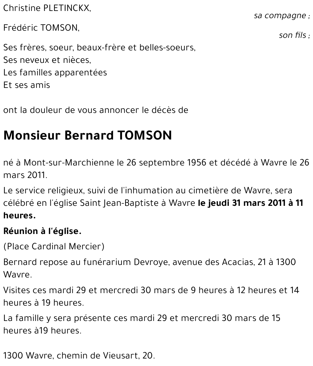 Bernard TOMSON