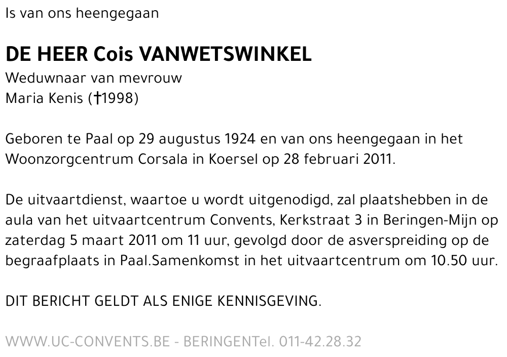 Cois Vanwetswinkel