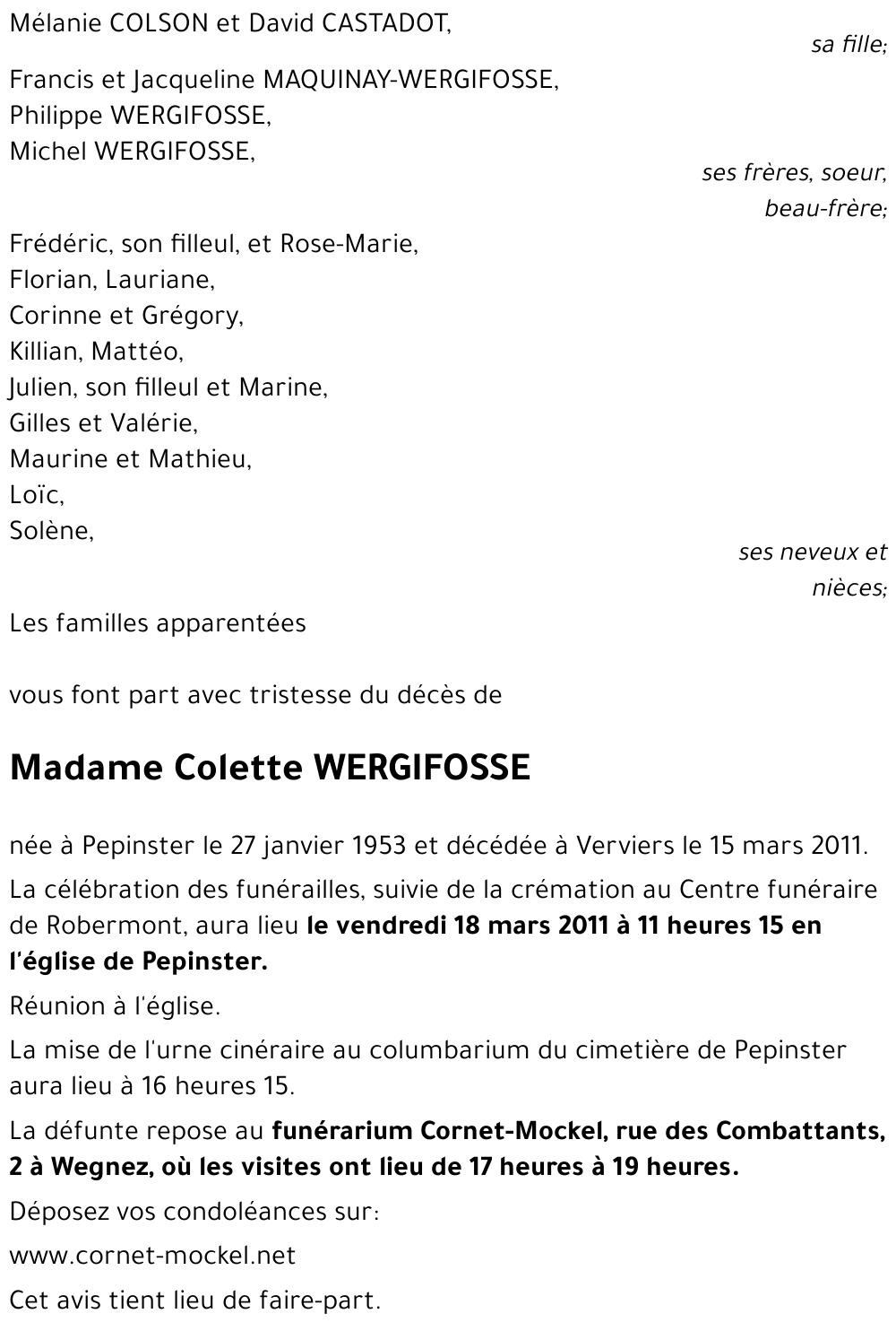 Colette WERGIFOSSE