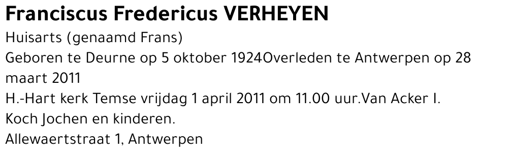 Franciscus Fredericus Verheyen