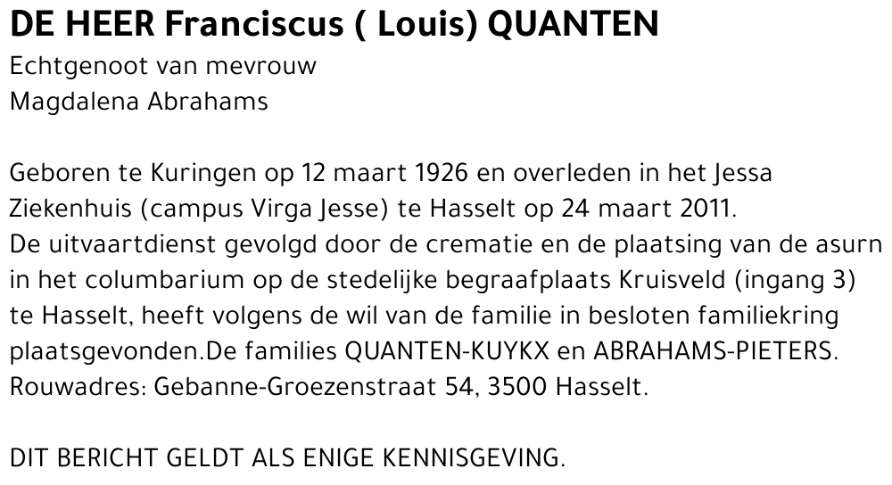 Franciscus Quanten