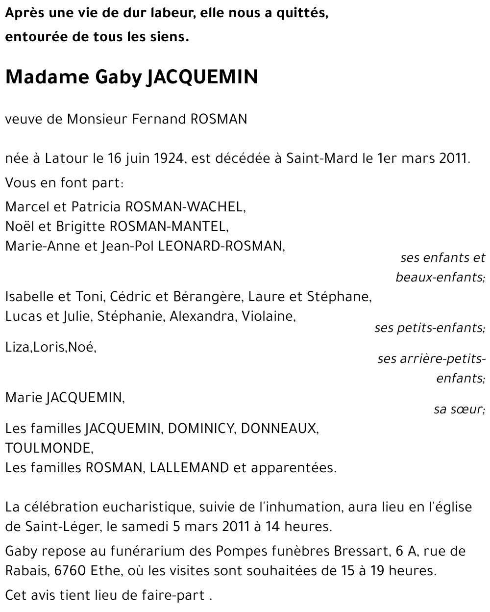 Gaby JACQUEMIN