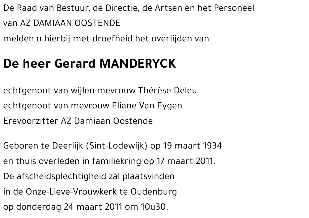 Gerard MANDERYCK