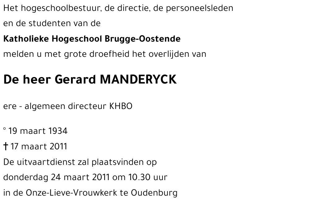 Gerard MANDERYCK