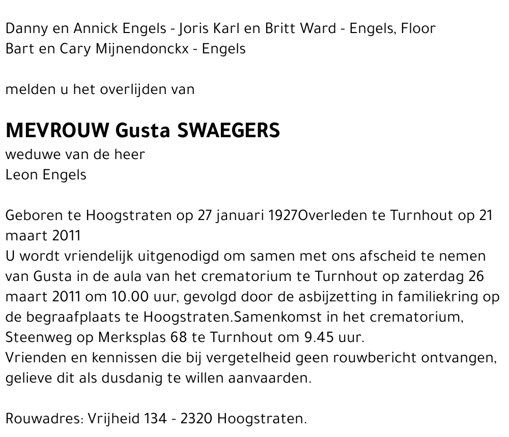Gusta Swaegers