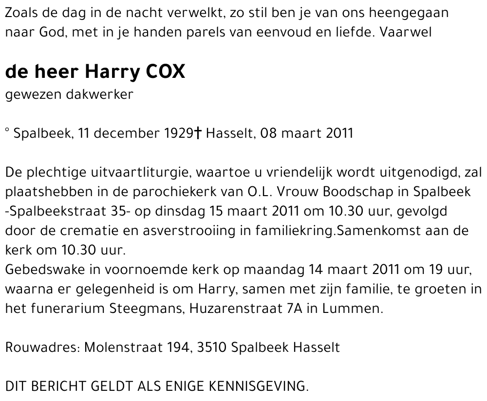 Harry COX