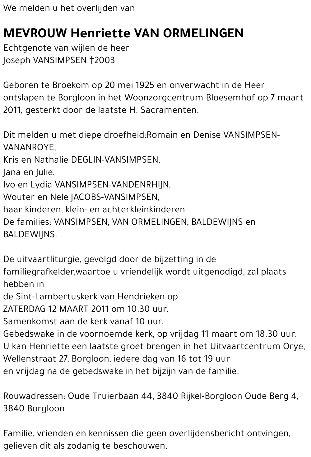 Henriette Van Ormelingen