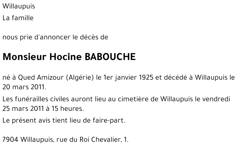 Hocine BABOUCHE