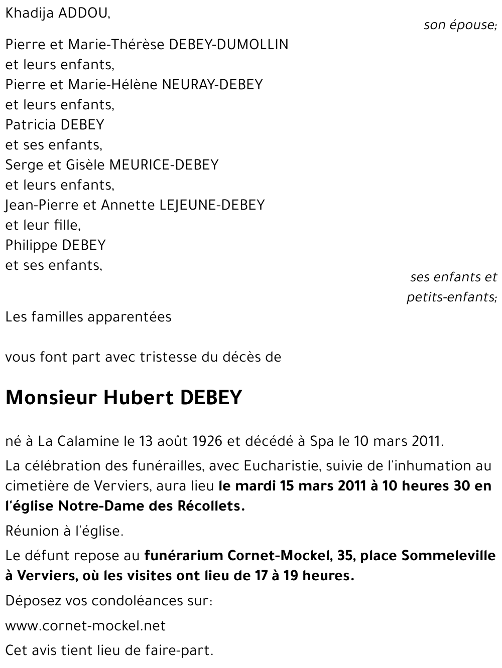 Hubert DEBEY