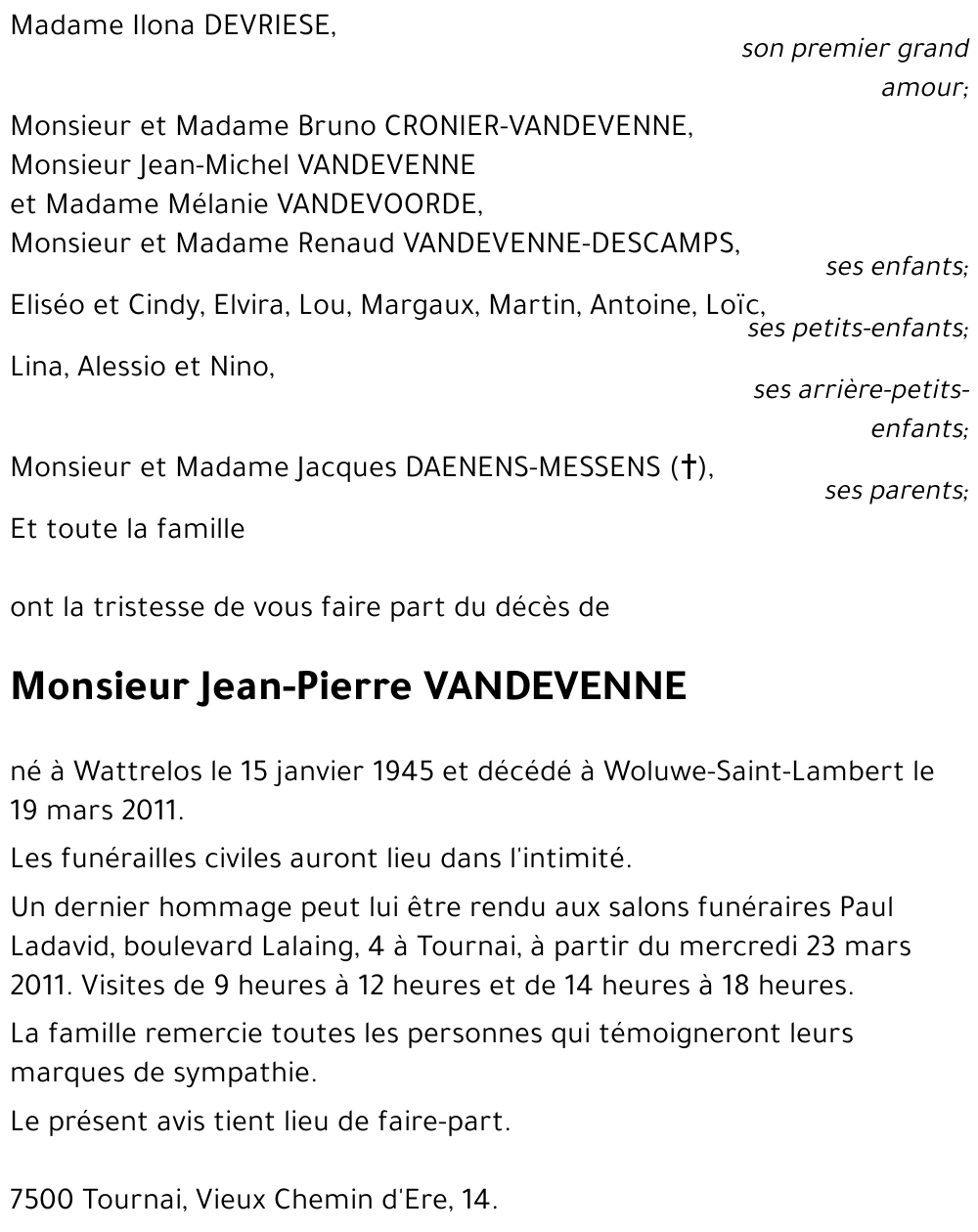 Jean-Pierre VANDEVENNE