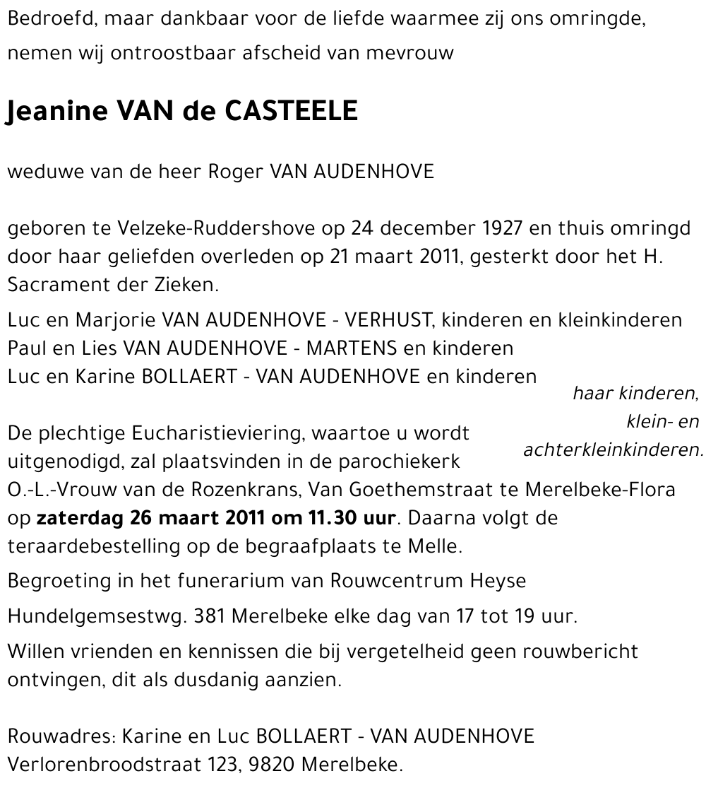 Jeanine VAN de CASTEELE