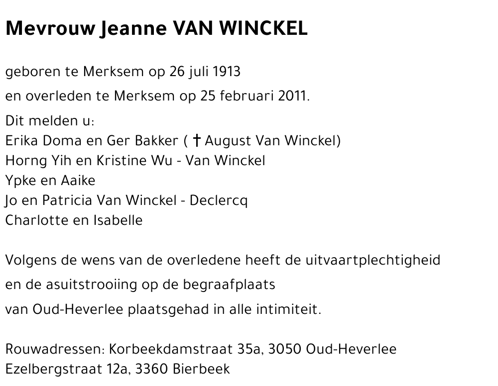 Jeanne VAN WINCKEL