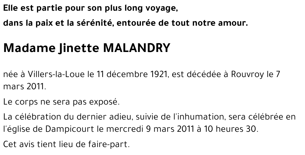 Jinette MALANDRY