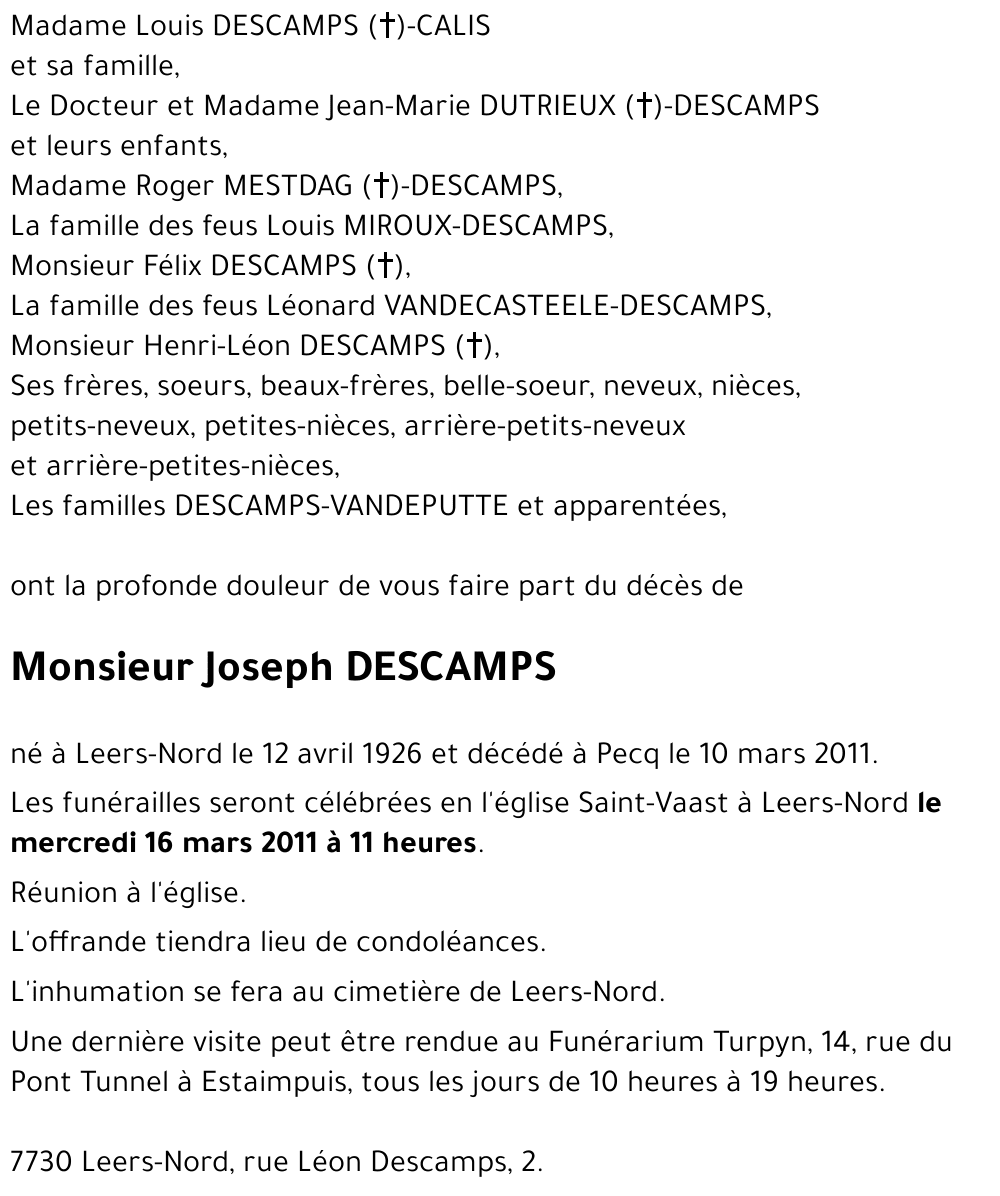 Joseph DESCAMPS