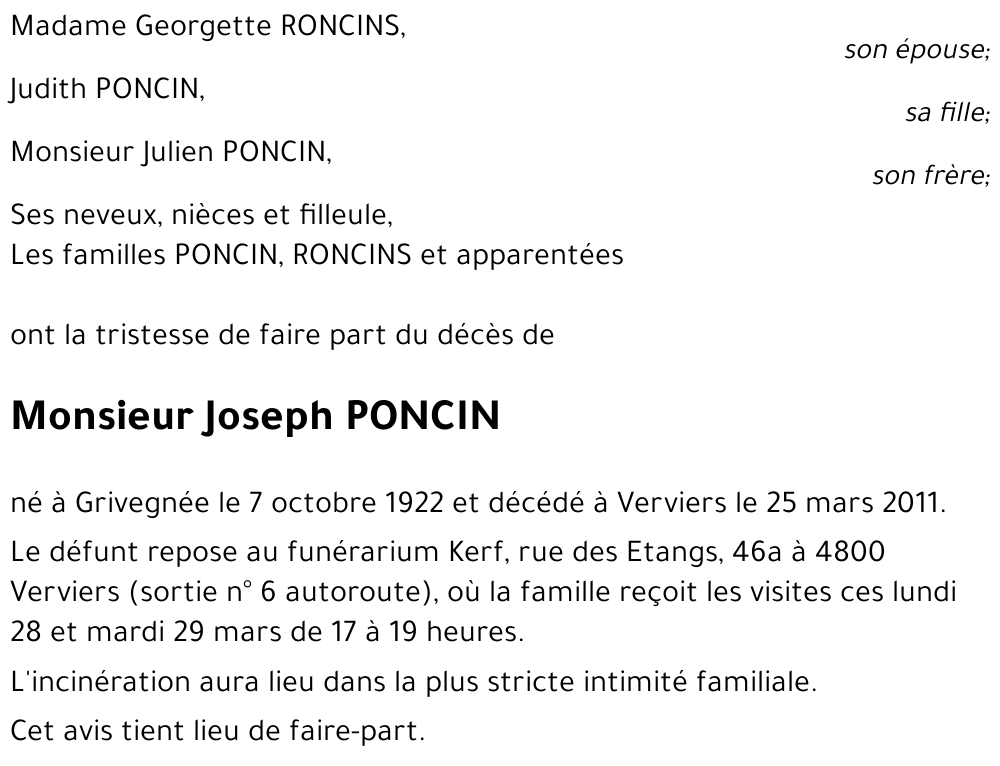 Joseph PONCIN